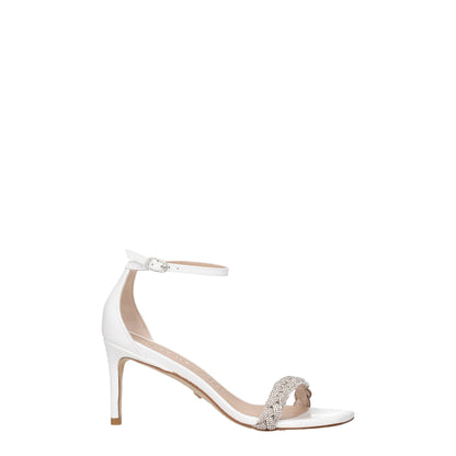 Stuart Weitzman – Weiße Ledersandalen mit Stilettoabsatz