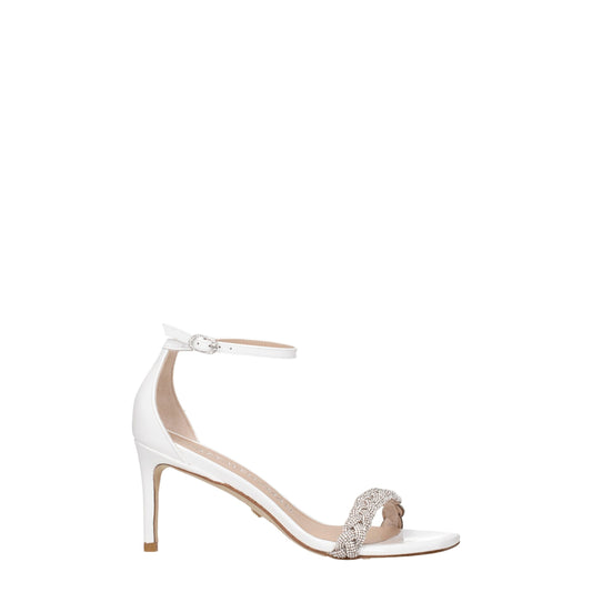 Stuart Weitzman – Weiße Ledersandalen mit Stilettoabsatz