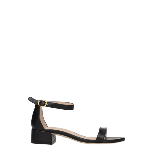 Stuart Weitzman – Flache Sandalen aus schwarzem Leder