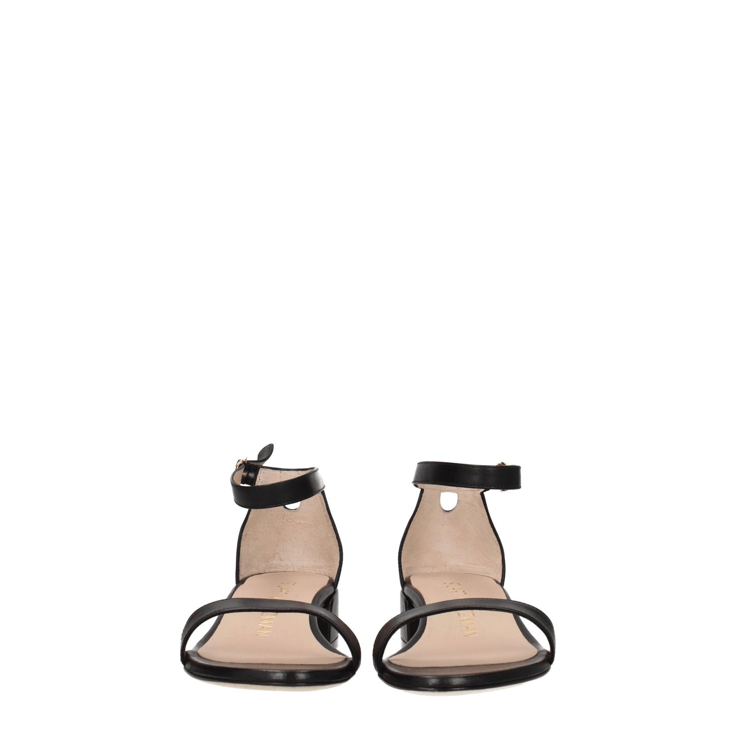 Stuart Weitzman – Flache Sandalen aus schwarzem Leder