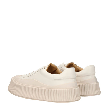 Jil Sander – Beige Plateau-Sneakers aus Leder