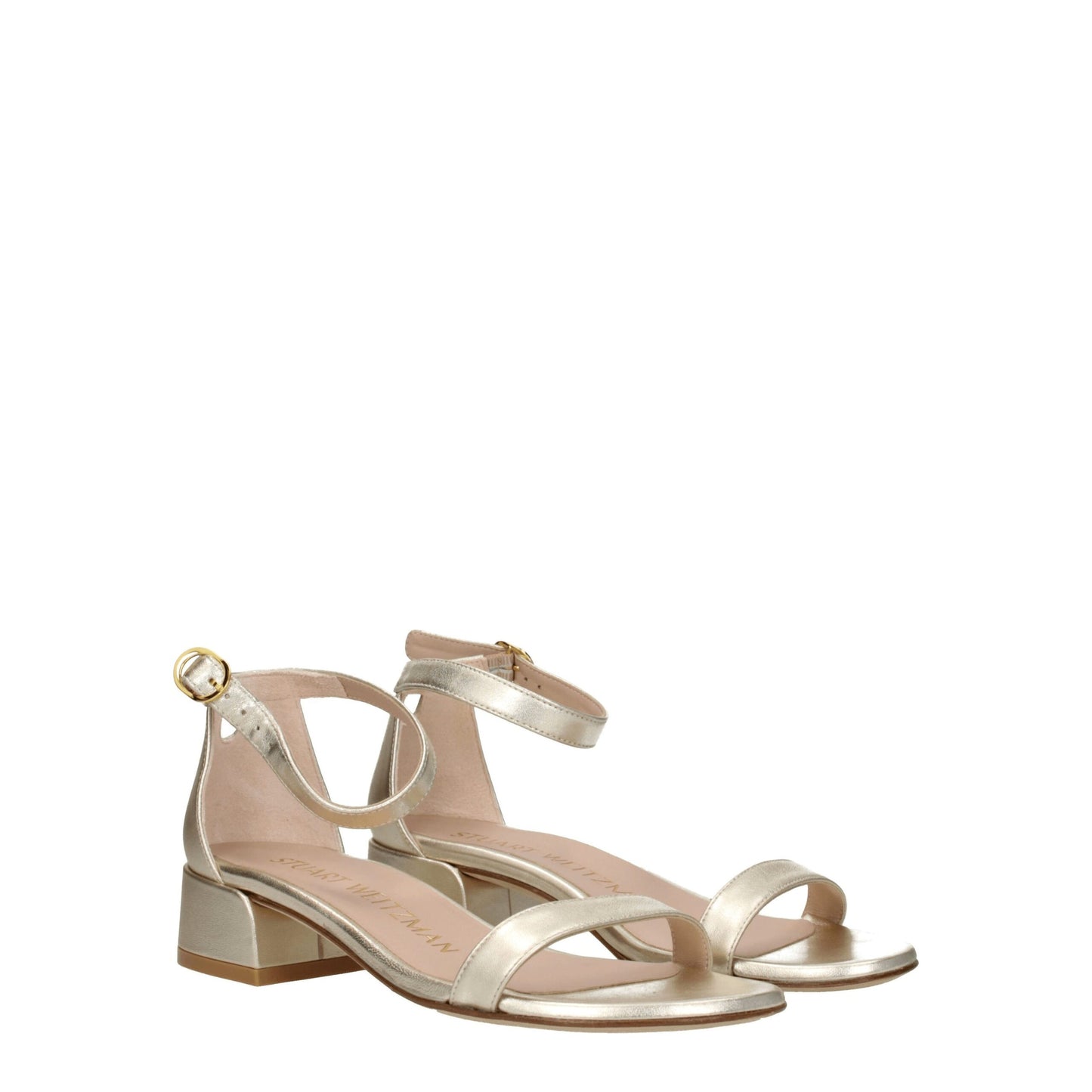 Stuart Weitzman Flache Sandalen aus goldenem Leder