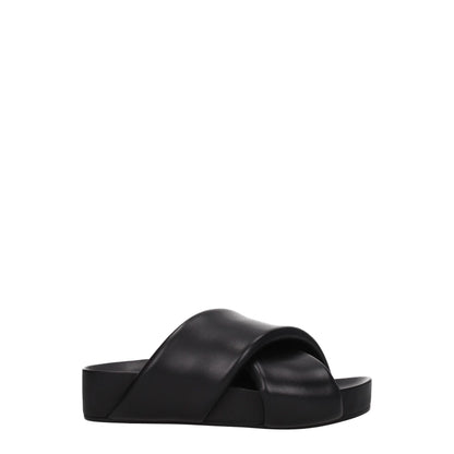 Jil Sander Black Leather Slippers
