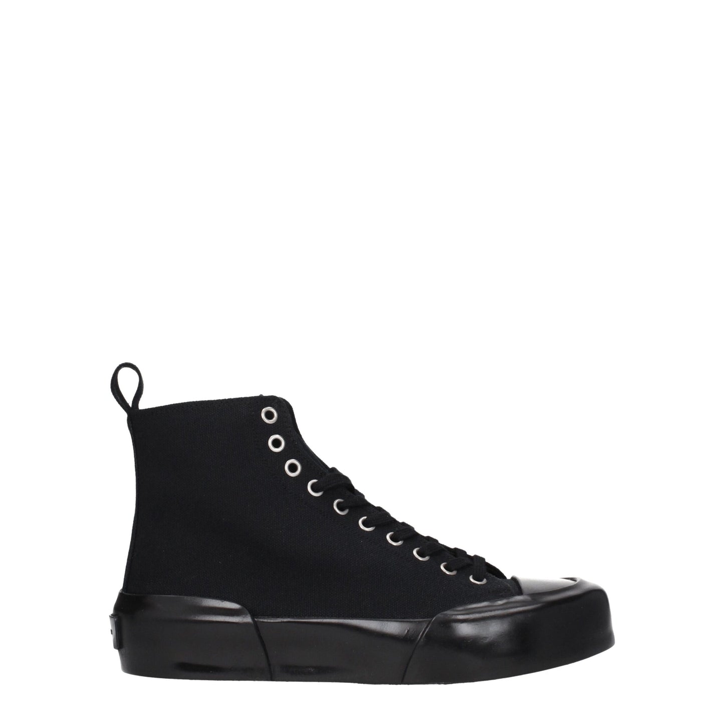 Jil Sander Schwarze Stoff-High-Top-Sneaker
