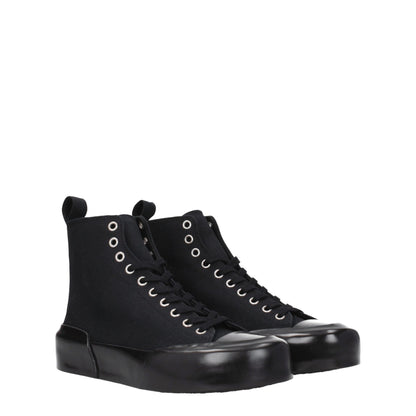 Jil Sander Schwarze Stoff-High-Top-Sneaker