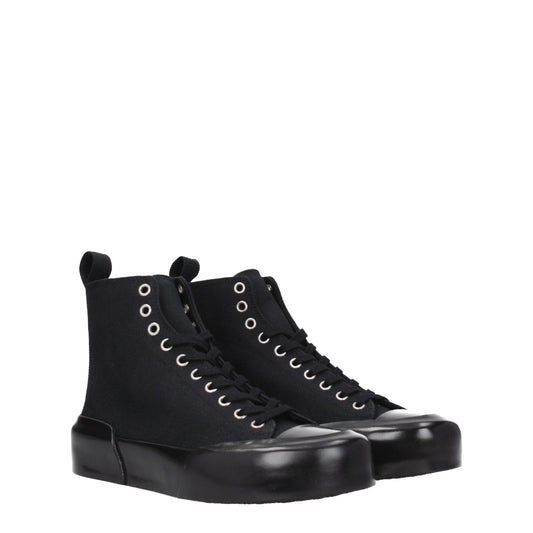 Jil Sander Schwarze Stoff-High-Top-Sneaker