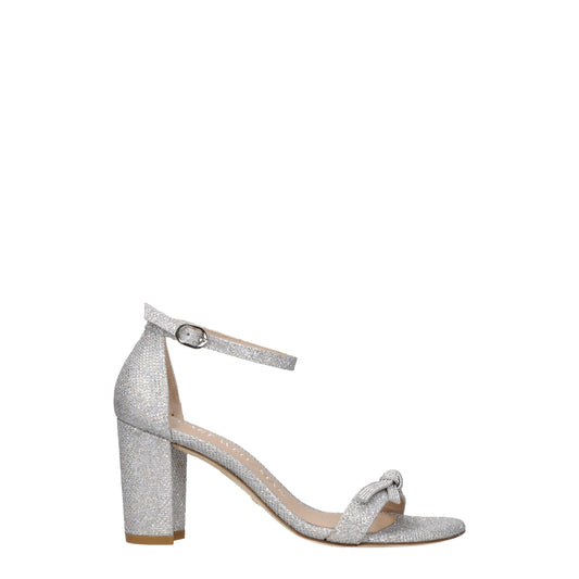 Stuart Weitzman Graue Stoff-Plateausandalen