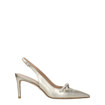 Stuart Weitzman – Goldene Ledersandalen mit Stilettoabsatz