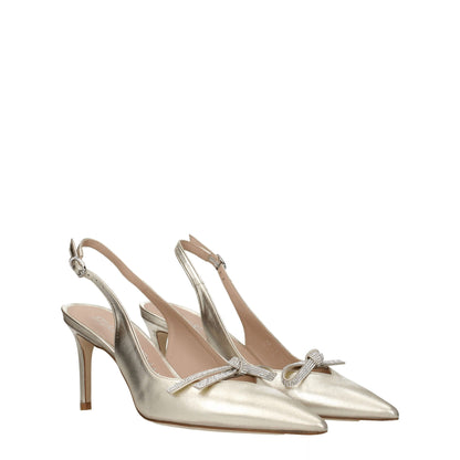 Stuart Weitzman – Goldene Ledersandalen mit Stilettoabsatz
