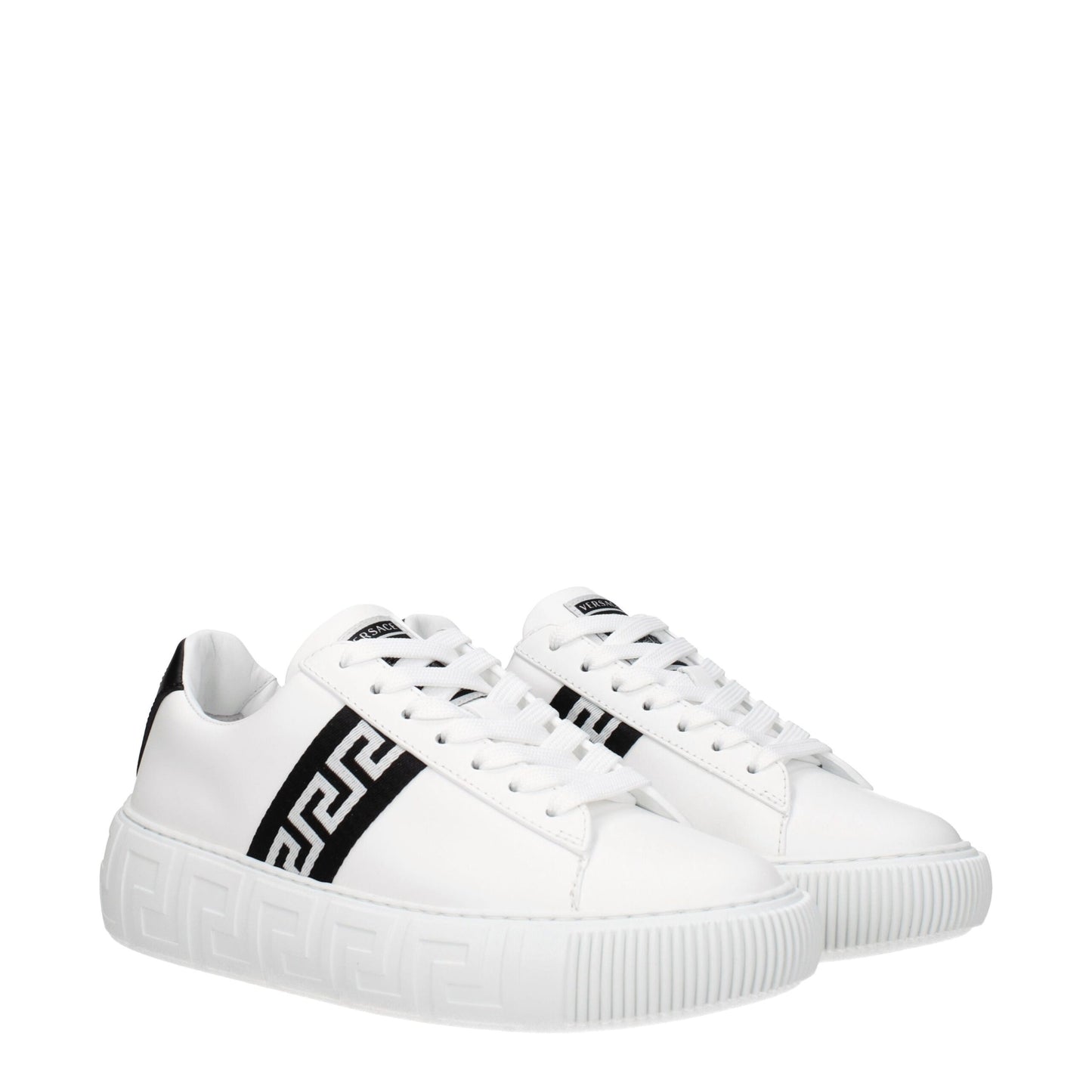 Versace Sneaker aus weißem Leder mit niedrigem Schaft