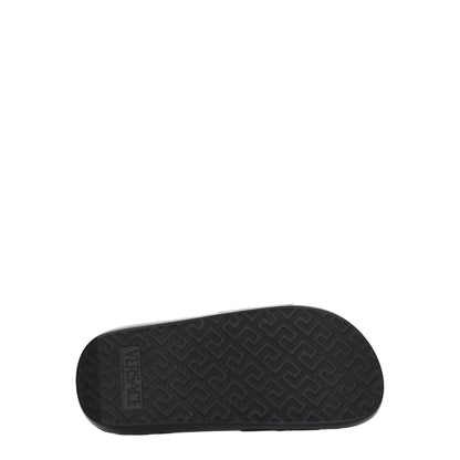 Versace Slipper aus schwarzem Leder
