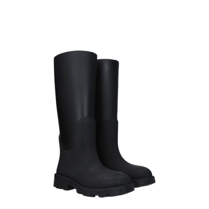 Burberry – Schwarze Gummistiefel aus Baumwolle