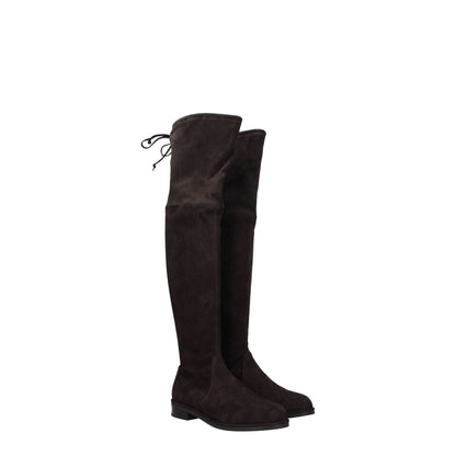 Stuart Weitzman Overknee-Stiefel aus braunem Leder