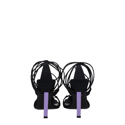 The Attico Sandalen mit Stilettoabsatz aus schwarzem Stoff