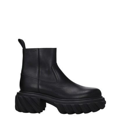 Off-White – Schwarze Lederstiefeletten