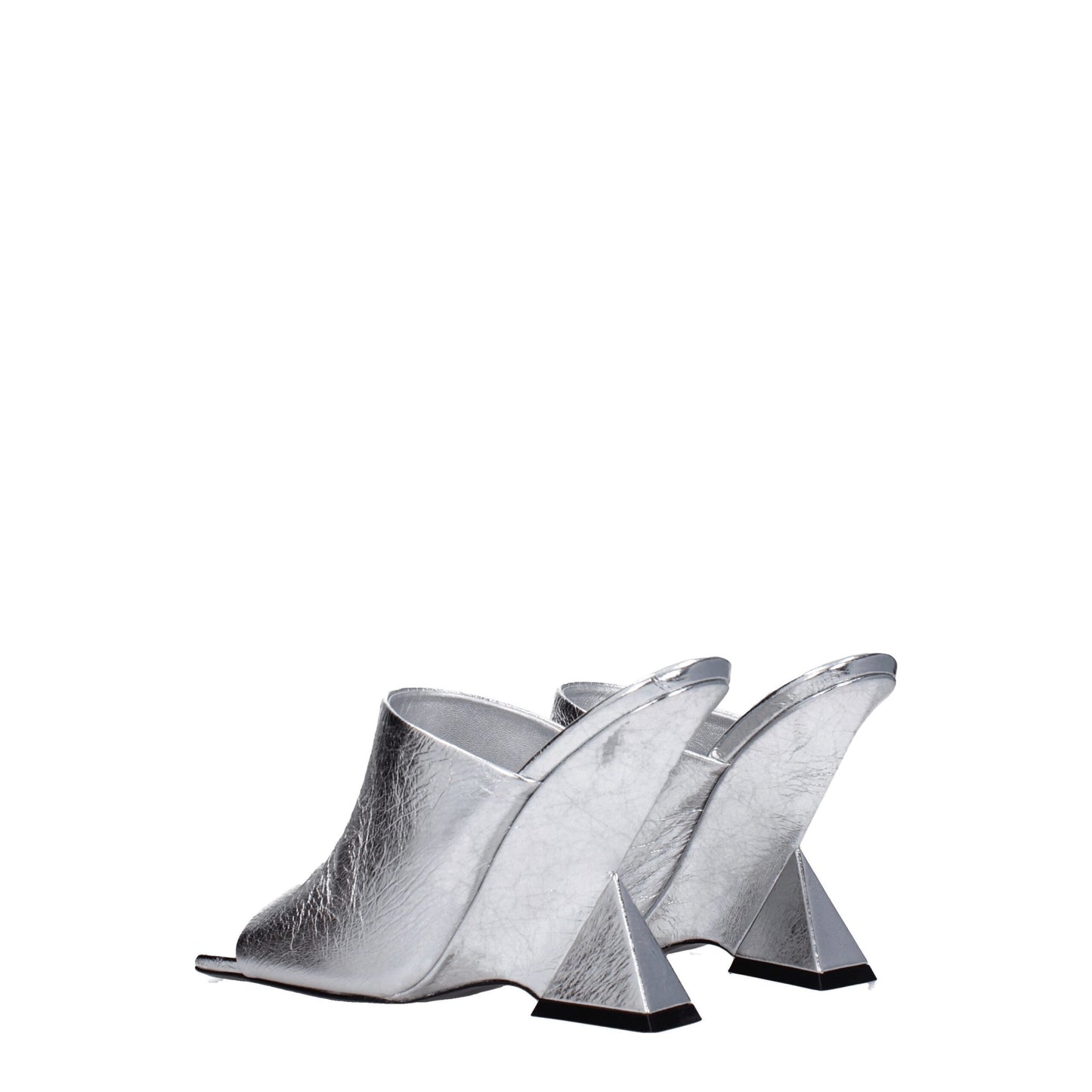 The Attico Graue Leder-Plateausandalen