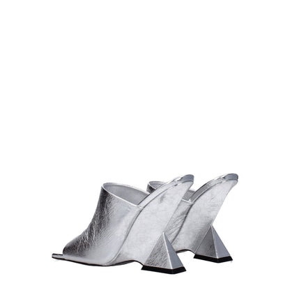 The Attico Graue Leder-Plateausandalen