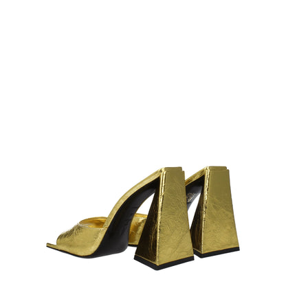 The Attico goldene Leder-Plateausandalen