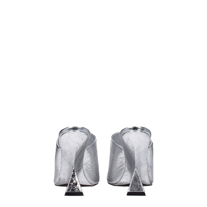 The Attico Graue Leder-Plateausandalen