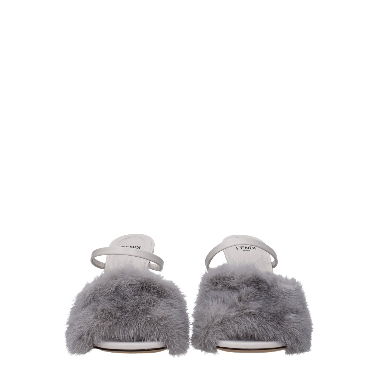 Fendi Graue Nerz-Hausschuhe