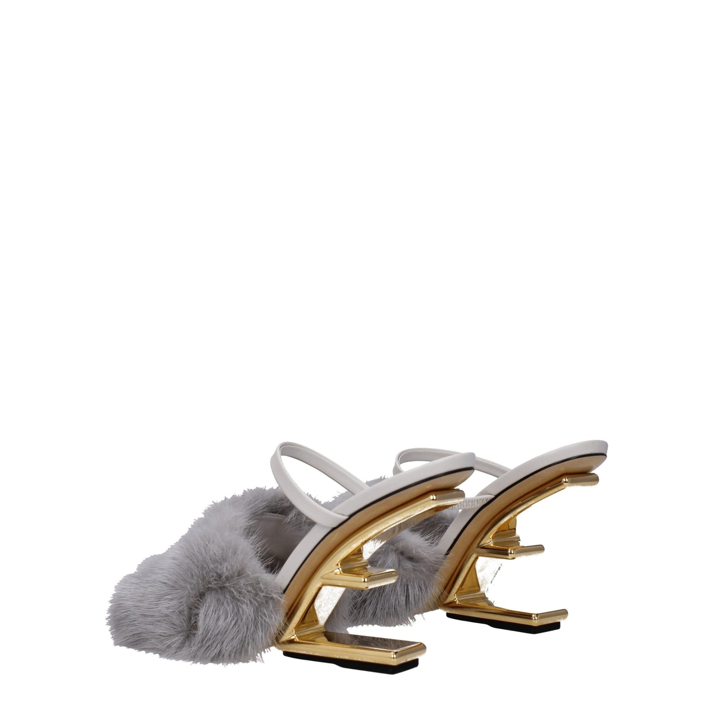 Fendi Graue Nerz-Hausschuhe