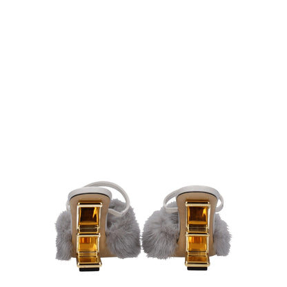 Fendi Graue Nerz-Hausschuhe