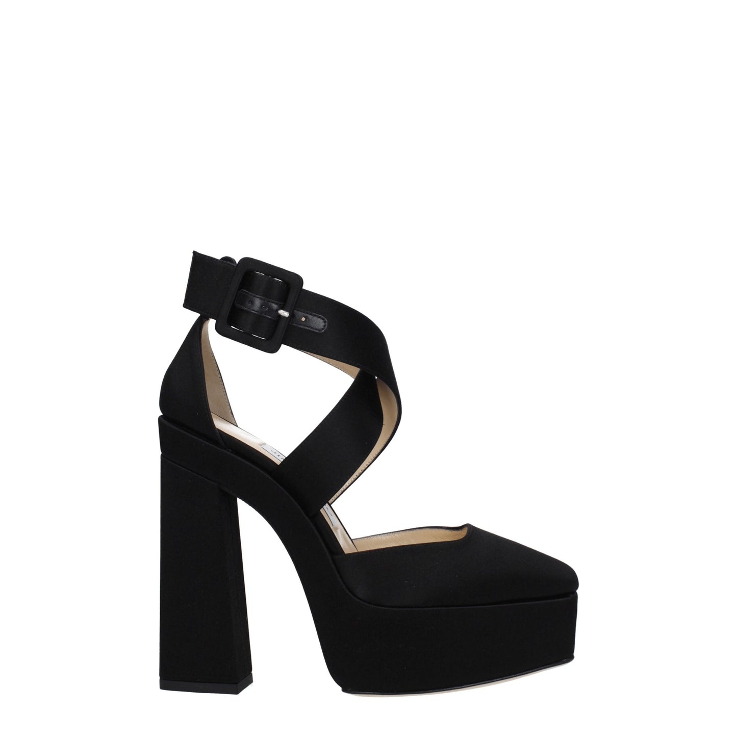 Jimmy Choo Schwarze Satin-Plateausandalen