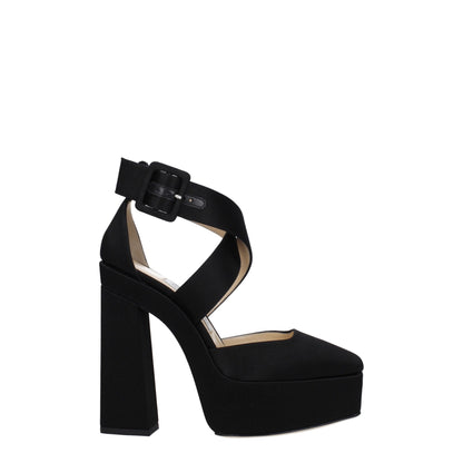 Jimmy Choo Schwarze Satin-Plateausandalen
