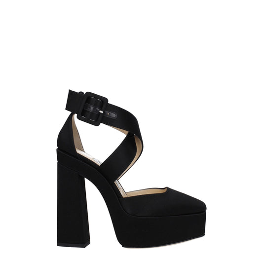 Jimmy Choo Schwarze Satin-Plateausandalen