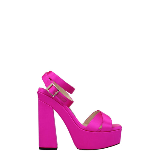 Jimmy Choo Plateau-Sandalen aus rosafarbenem Satin