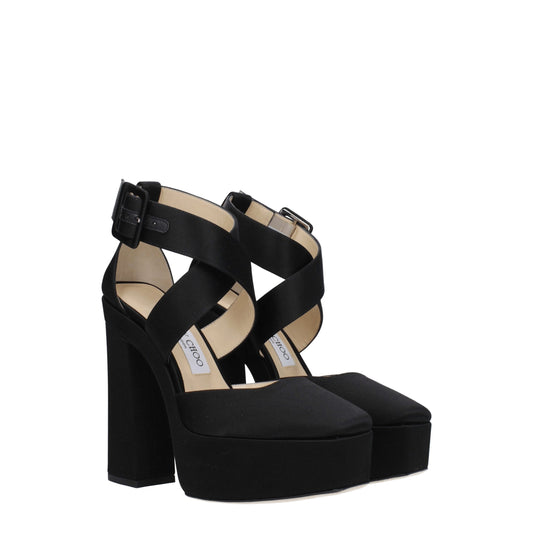 Jimmy Choo Schwarze Satin-Plateausandalen