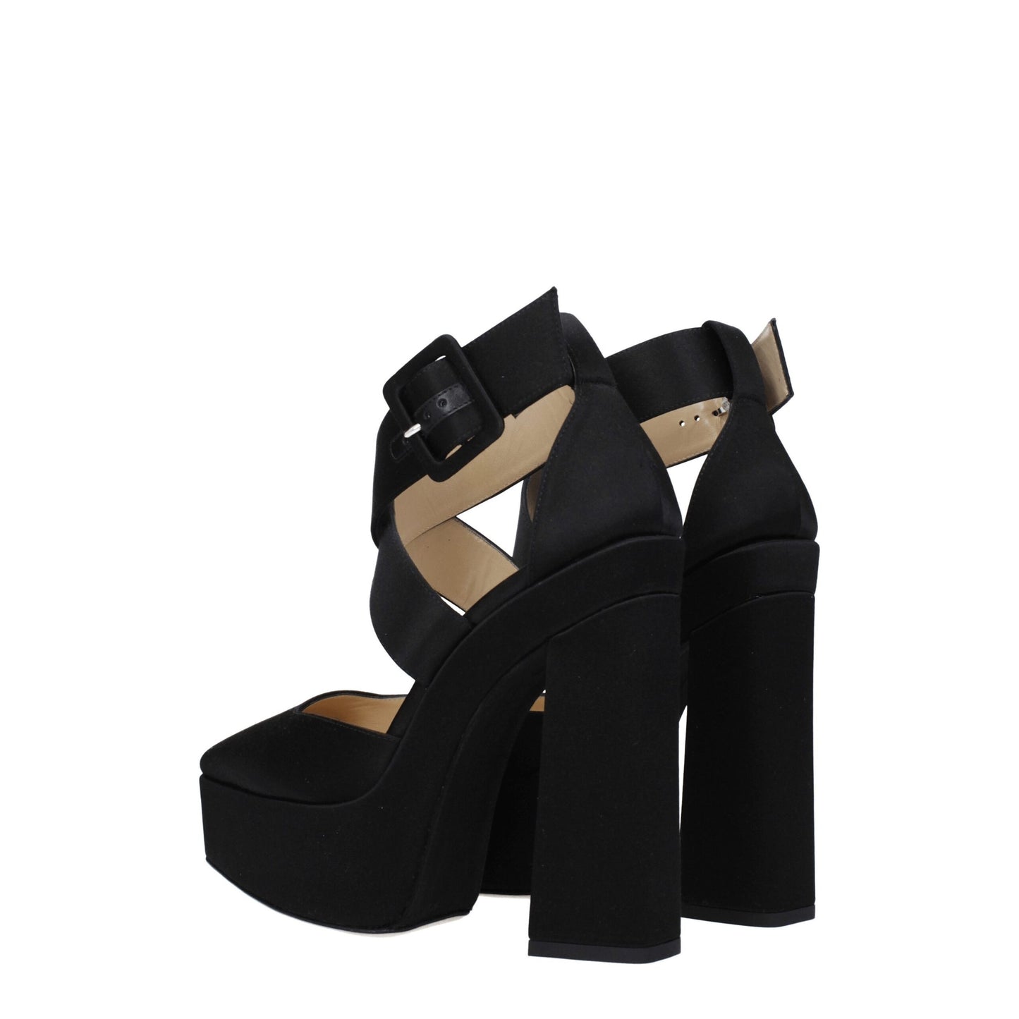 Jimmy Choo Schwarze Satin-Plateausandalen
