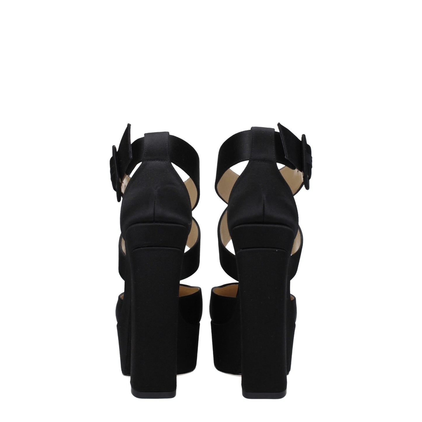 Jimmy Choo Schwarze Satin-Plateausandalen