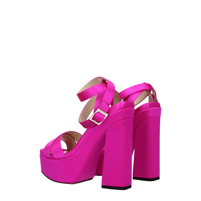 Jimmy Choo Plateau-Sandalen aus rosafarbenem Satin
