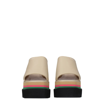 Stella McCartney Leder-Slipper in Beige