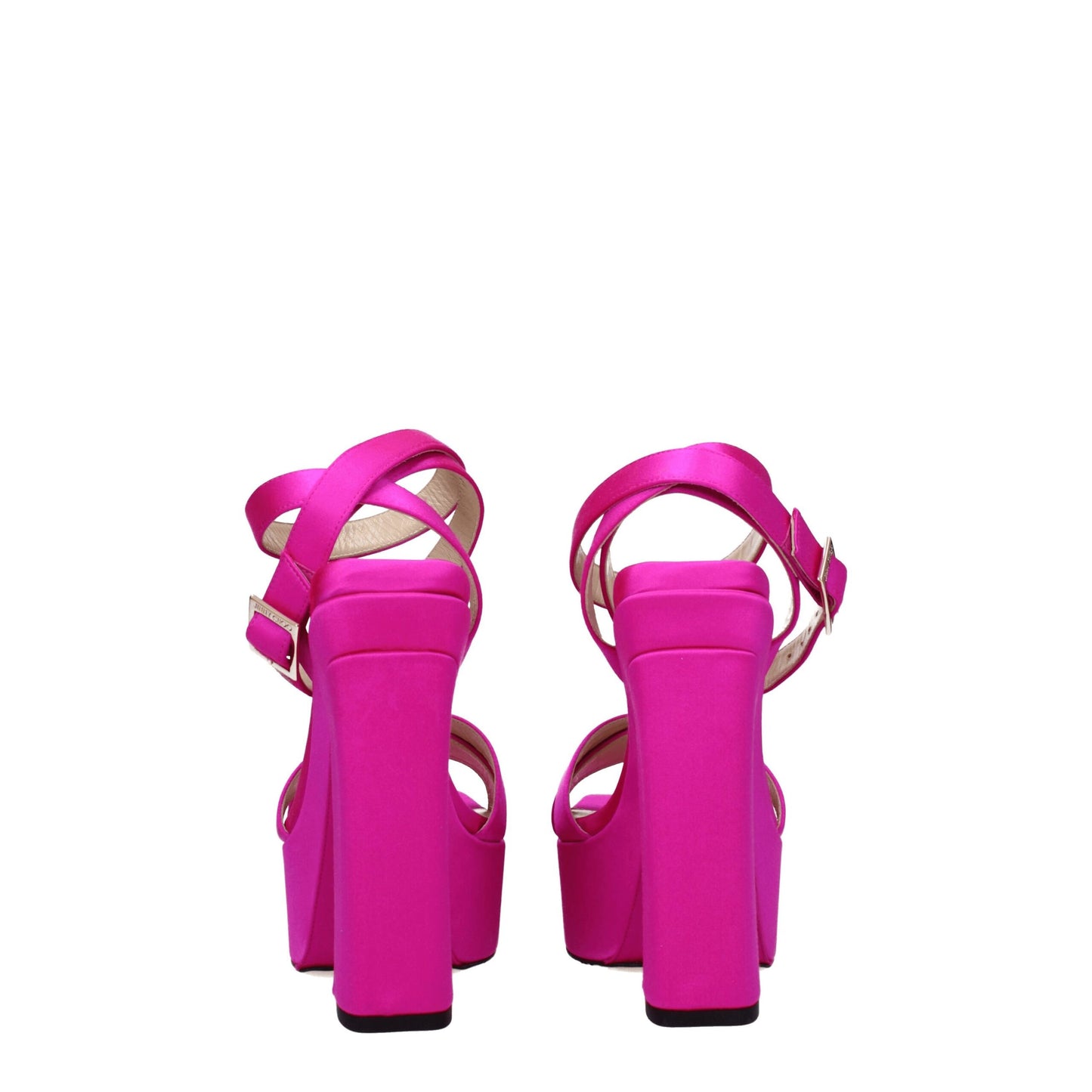 Jimmy Choo Plateau-Sandalen aus rosafarbenem Satin