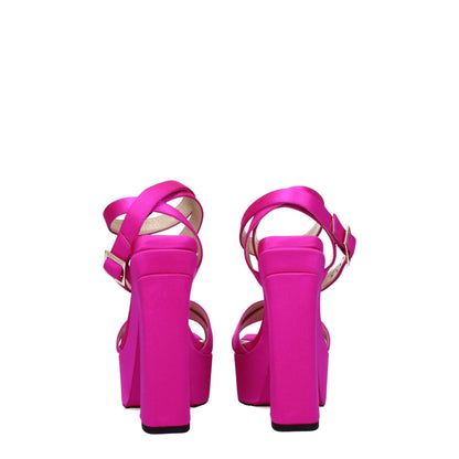 Jimmy Choo Plateau-Sandalen aus rosafarbenem Satin