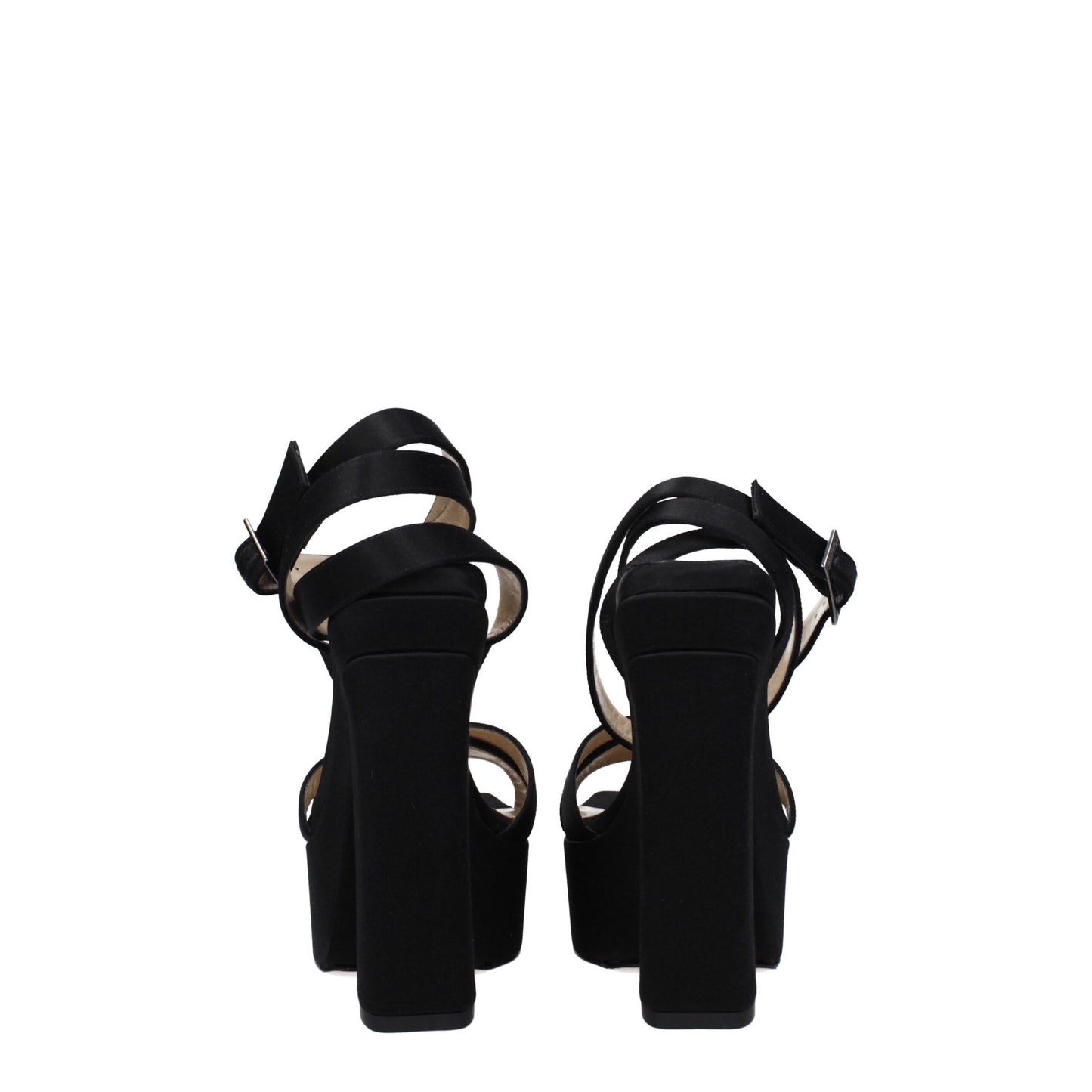 Jimmy Choo Schwarze Satin-Plateausandalen