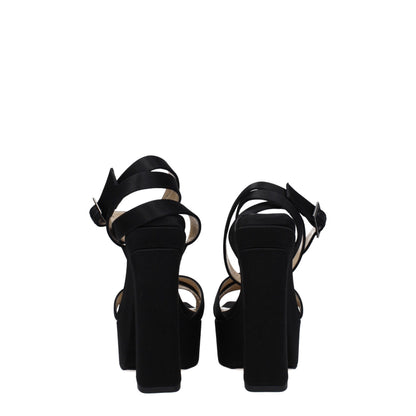 Jimmy Choo Schwarze Satin-Plateausandalen
