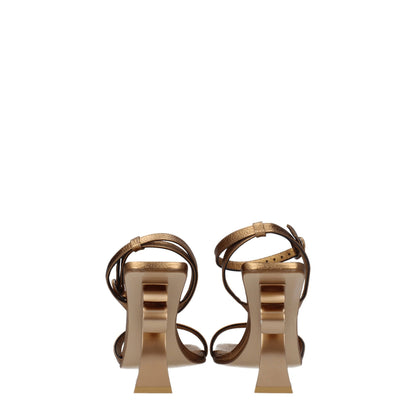 Palm Angels goldene Leder-Plateausandalen