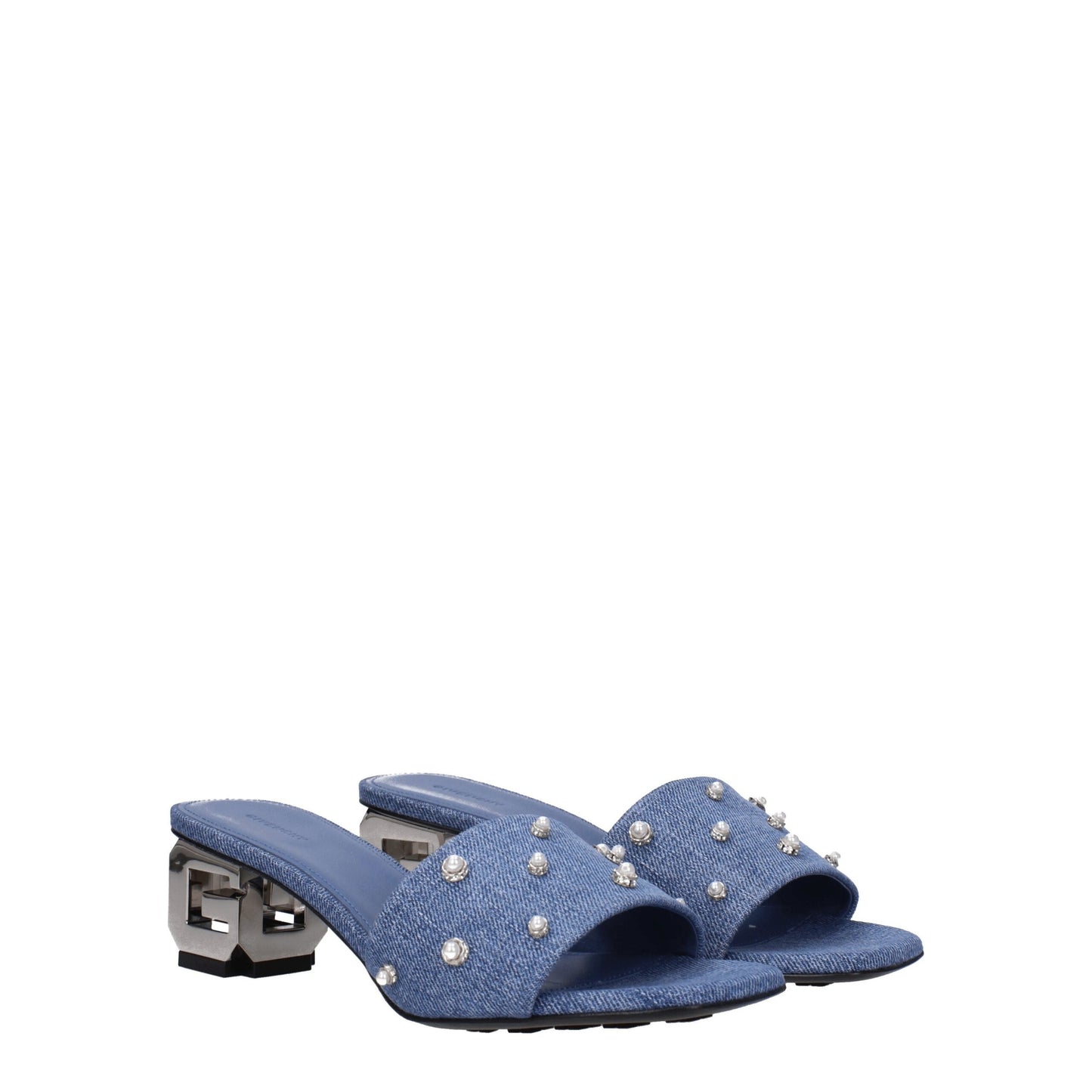 Givenchy – Flache Sandalen aus blauem Stoff