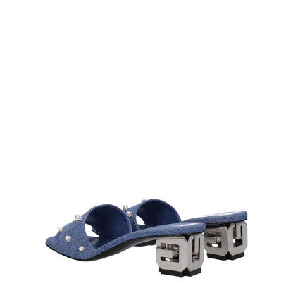 Givenchy – Flache Sandalen aus blauem Stoff
