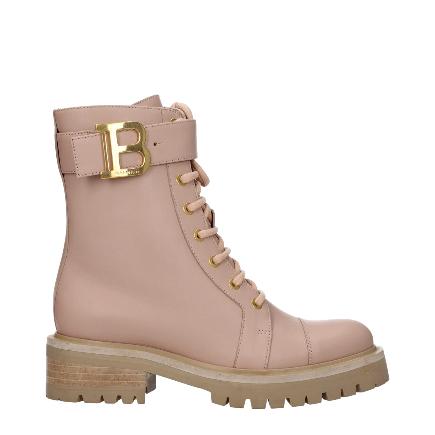 Beigefarbene Ankle Boots aus Leder von Balmain