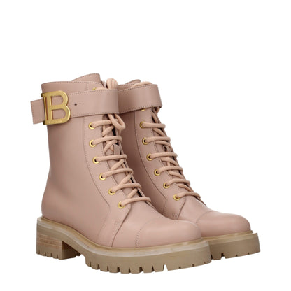 Beigefarbene Ankle Boots aus Leder von Balmain