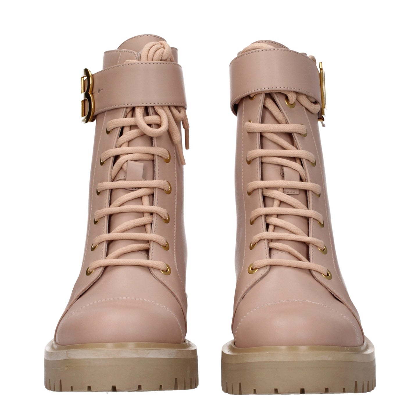 Beigefarbene Ankle Boots aus Leder von Balmain