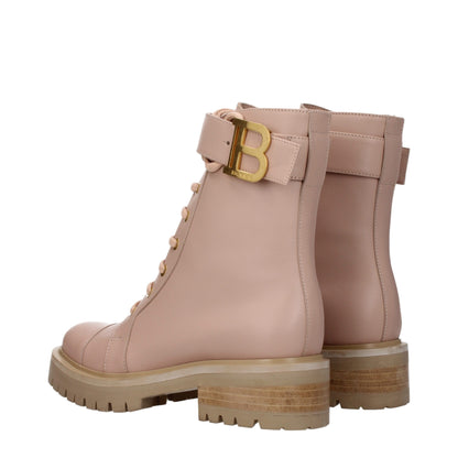 Beigefarbene Ankle Boots aus Leder von Balmain