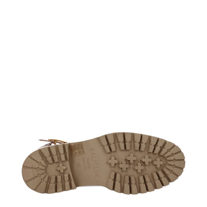 Beigefarbene Ankle Boots aus Leder von Balmain