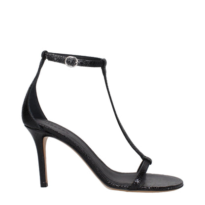 Isabel Marant Schwarze Leder-Stiletto-Sandalen