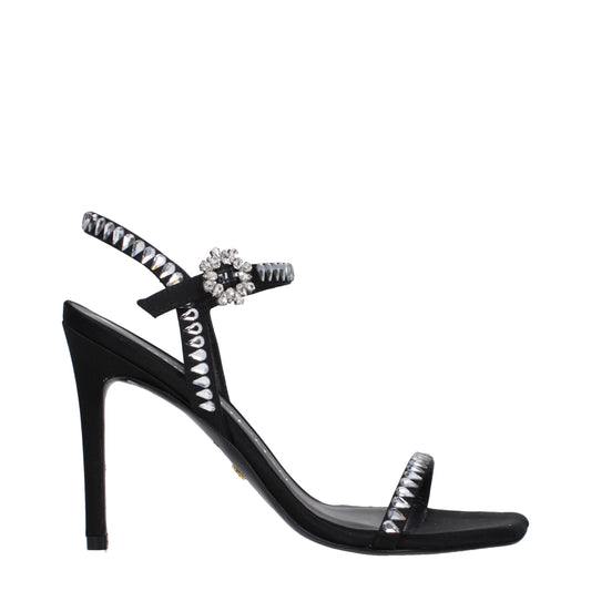 Stuart Weitzman Sandalen mit Stiletto-Absatz aus schwarzem Satin