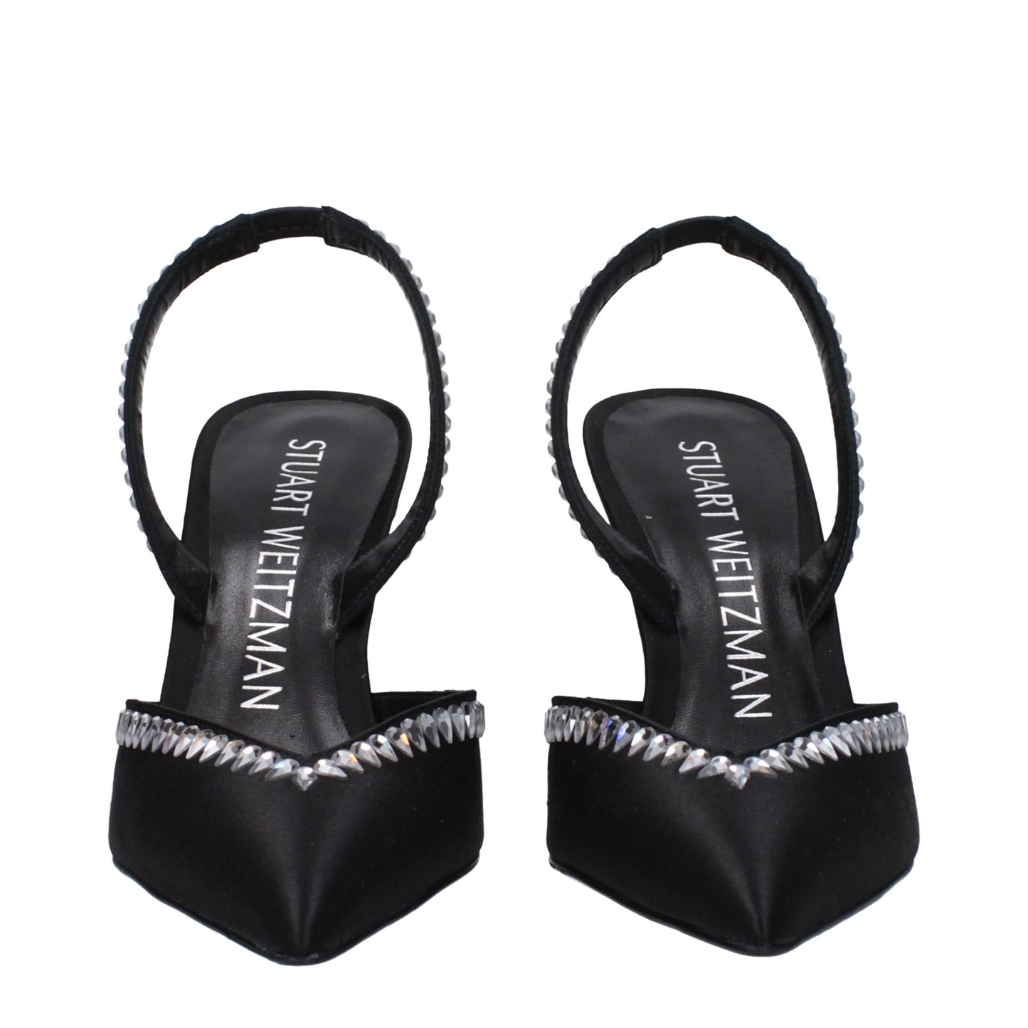 Stuart Weitzman Sandalen mit Stiletto-Absatz aus schwarzem Satin